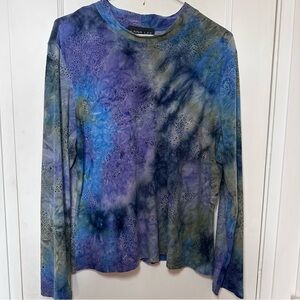 Vintage Lana Lee Long Sleeve Crew Neck Tee, Watercolour Design & Bead Details